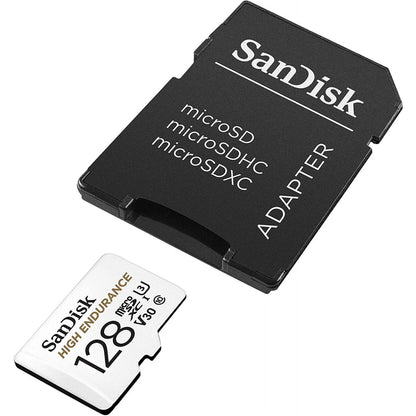 SanDisk High Endurance microSDXC -muistikortti, 128 Gt, Luokka 10 / UHS-1 U3, sovittimella SDSQQNR-128G-GN6IA
