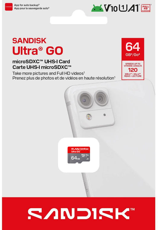 microSDXC-muistikortti SanDisk Ultra GO Android A1, 64Gt, Luokka 10 / UHS-1 U1 SDSQUGN-064G-GN6MN