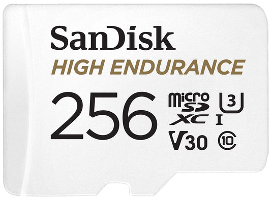 SanDisk High Endurance microSDXC -muistikortti, 256 Gt, Luokka 10 / UHS-1 U3, sovittimella SDSQQNR-256G-GN6IA