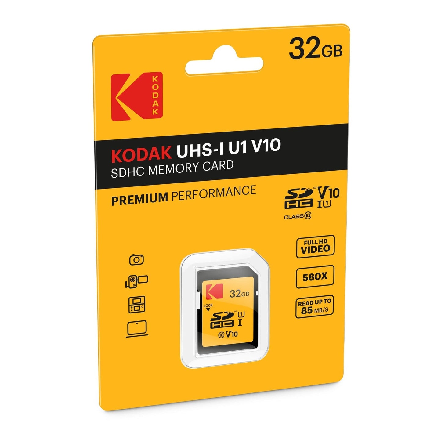 SDHC-muistikortti Kodak Premium Performance, 32 Gt, Luokka 10 / UHS-1 U1 EKMSD32GHC10K
