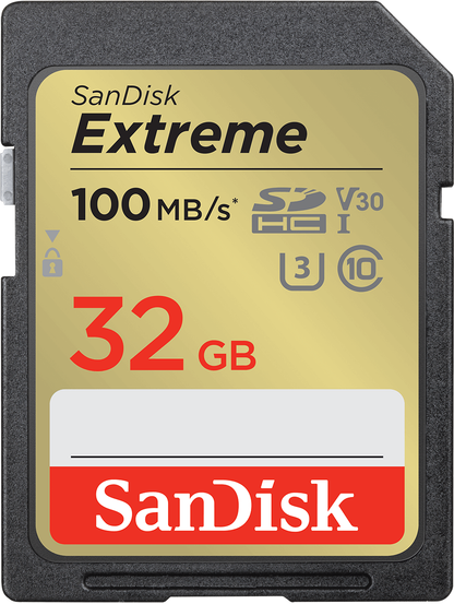 SanDisk Extreme SDHC Memory Card, 32Gb, Class 10 / UHS-1 U3 SDSDXVT-032G-GNCIN