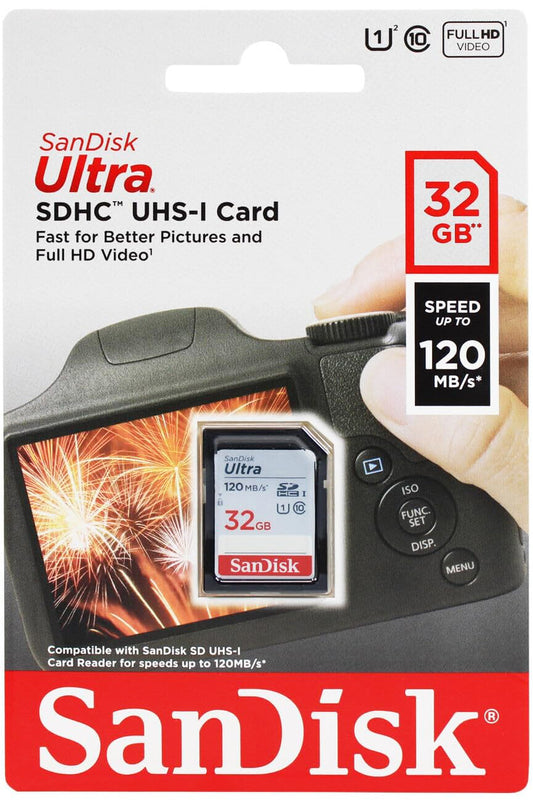 SanDisk Ultra SDHC -muistikortti, 32 Gt, Luokka 10 / UHS-1 U1 SDSDUN4-032G-GN6IN
