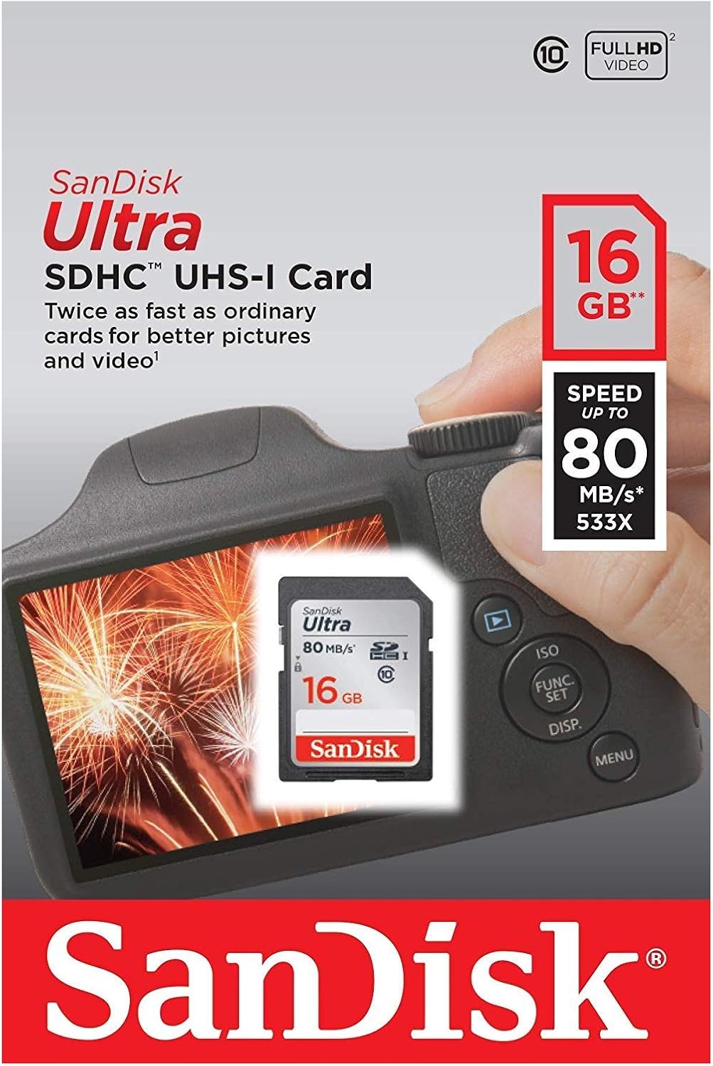 SDHC-muistikortti SanDisk Ultra, 16Gt, Luokka 10 SDSDUNC-016G-GN6IN