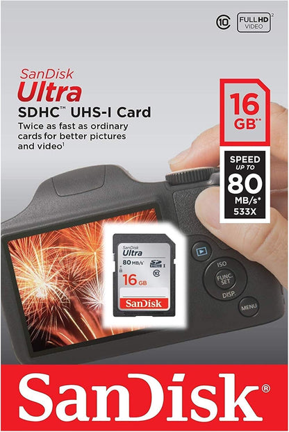 SDHC-muistikortti SanDisk Ultra, 16Gt, Luokka 10 SDSDUNC-016G-GN6IN