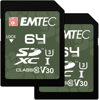 SDXC-muistikortti Emtec Rugged Outdoor, 64Gb, Luokka 10 / UHS-1 U3, 2 kappaleen setti ECMSD64GXCU3ORP