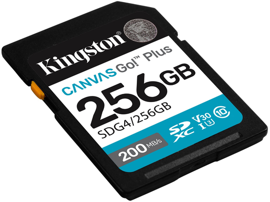SDXC-muistikortti Kingston Canvas Go Plus, 256Gt, Luokka 10 / UHS-1 U3 SDG4/256GB