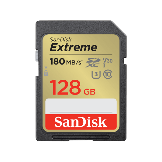 SanDisk Extreme SDXC-muistikortti, 128 Gt, Luokka 10 / UHS-1 U3 SDSDXVA-128G-GNCIN