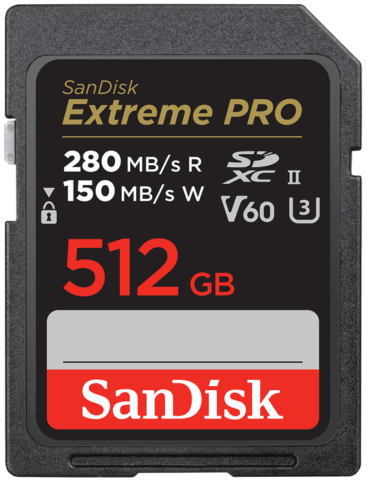 SDXC-muistikortti SanDisk Extreme Pro, 512Gt, Luokka 10 / UHS-2 U3 SDSDXEP-512G-GN4IN