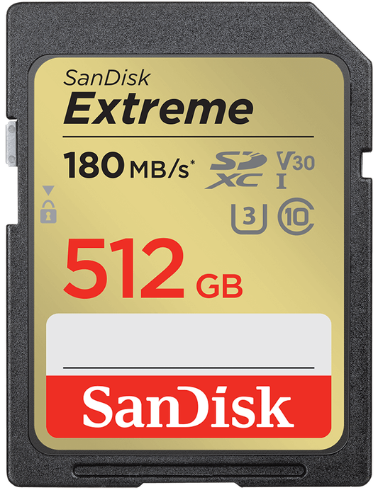 SDXC-muistikortti SanDisk Extreme, 512Gt, Luokka 10 / UHS-1 U3 SDSDXVV-512G-GNCIN