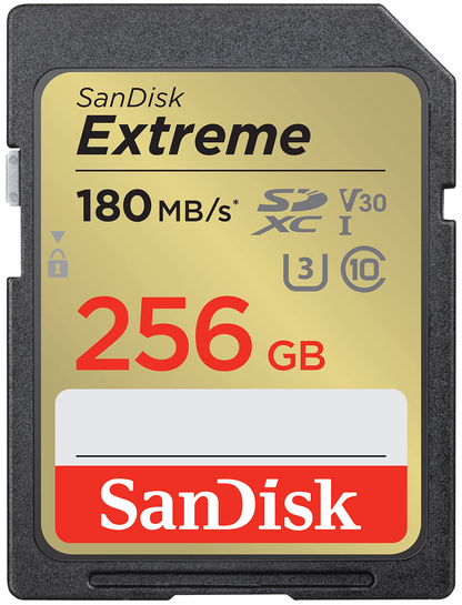 SDXC-muistikortti SanDisk Extreme, 256Gt, Luokka 10 / UHS-1 U3 SDSDXVV-256G-GNCIN