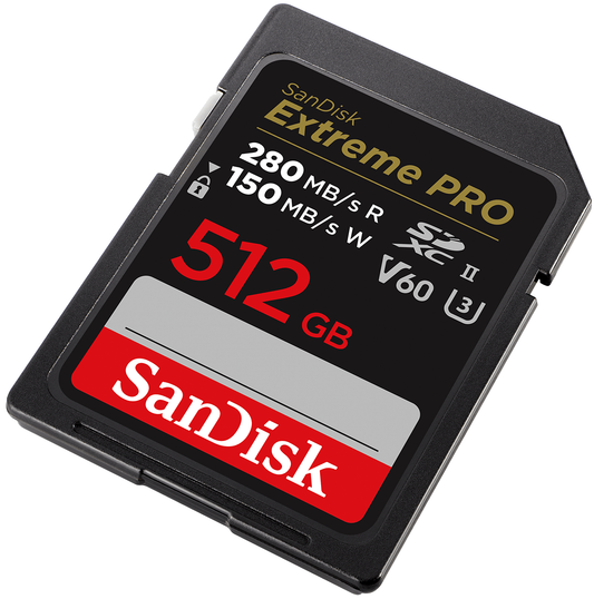 SDXC-muistikortti SanDisk Extreme Pro, 512Gt, Luokka 10 / UHS-2 U3 SDSDXEP-512G-GN4IN
