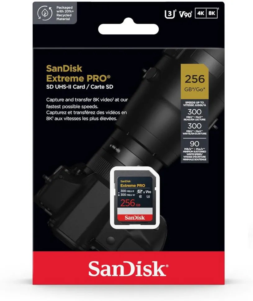 SDXC-muistikortti SanDisk Extreme Pro, 256Gt, Luokka 10 / UHS-2 U3 SDSDXDM-256G-GN4IN