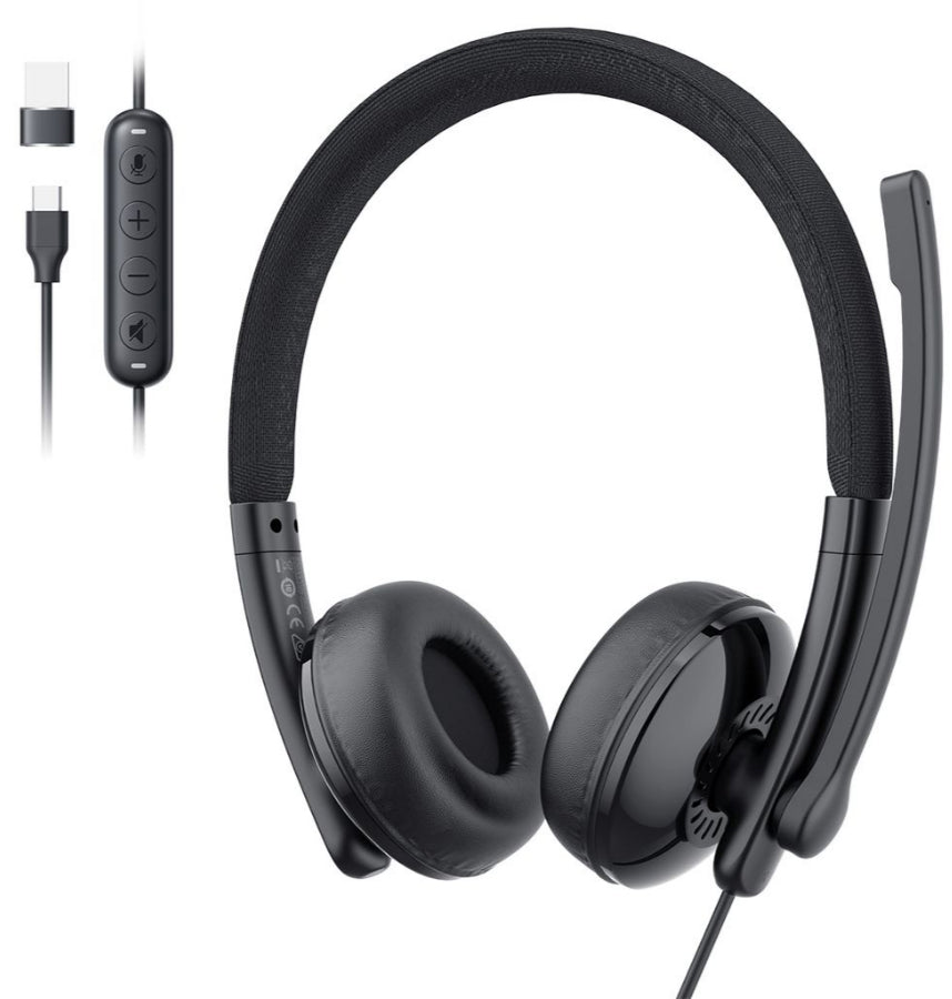 USB-C / USB-A Call Center -kuuloke EMEET GeniusCall HS50, musta