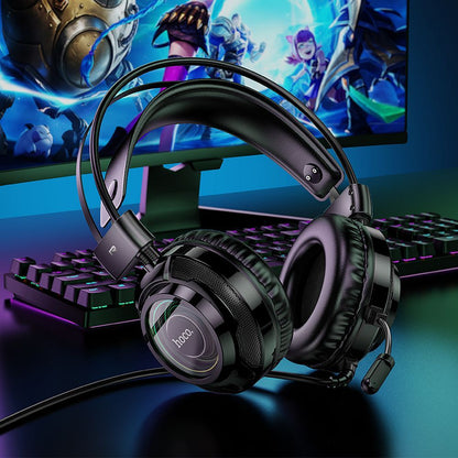3,5 mm HOCO W110 pelikuulokkeet, RGB, mustat