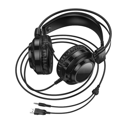 3,5 mm HOCO W110 pelikuulokkeet, RGB, mustat