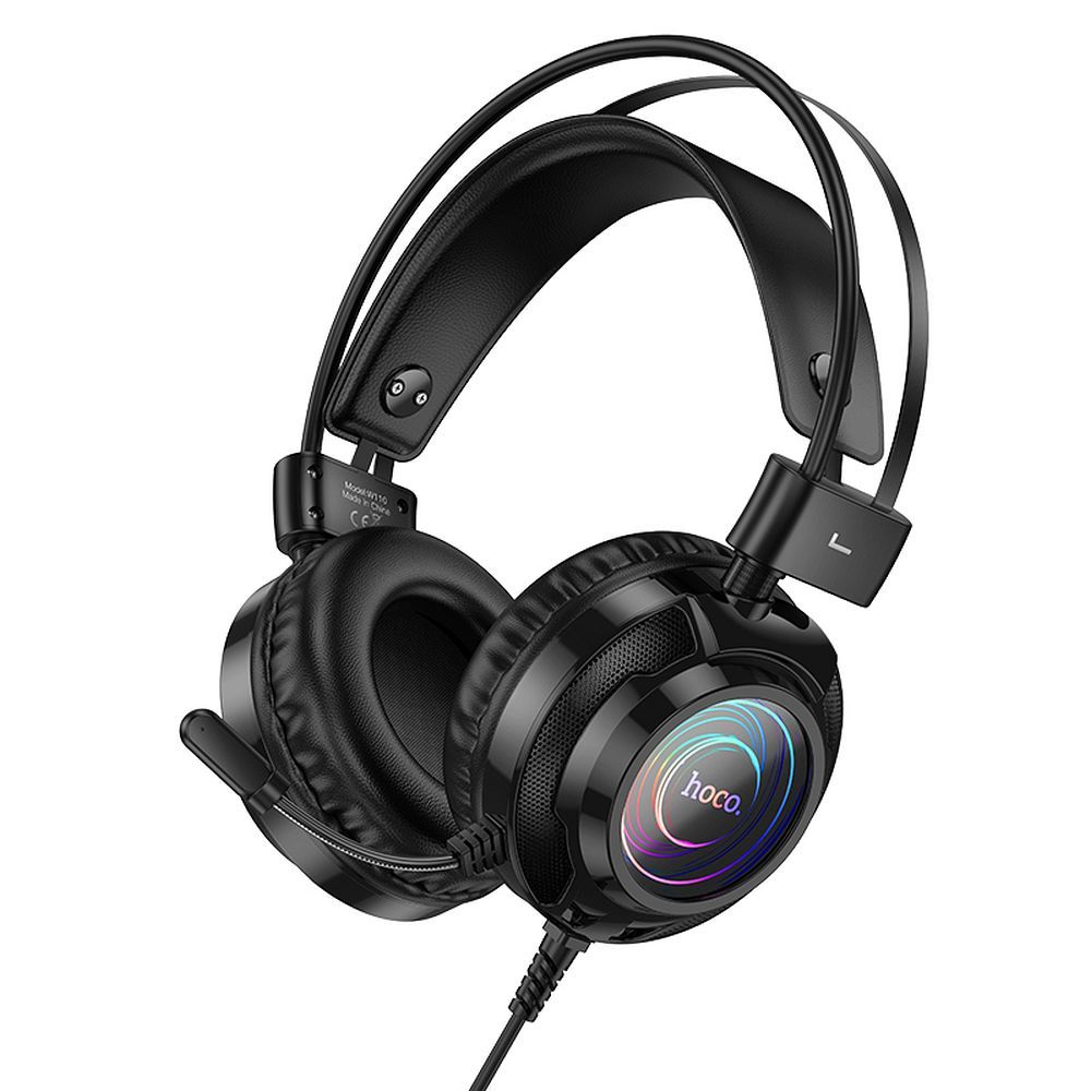 3,5 mm HOCO W110 pelikuulokkeet, RGB, mustat