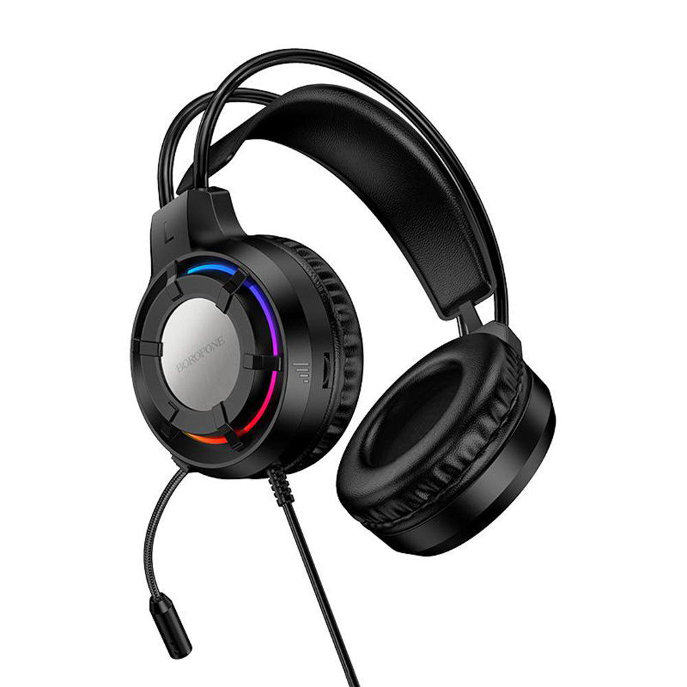 Borofone BO112 Wave 3.5mm Gaming Headphones, RGB, 2m, Black