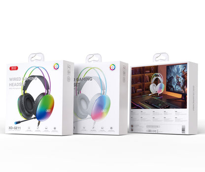 3,5 mm XO Design GE11 -pelikuulokkeet, RGB, mustat