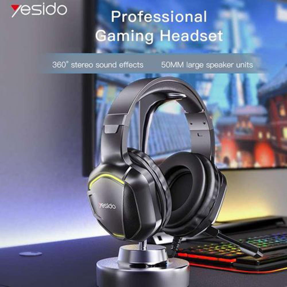 Gaming Headphones 3.5mm Yesido EK01, RGB, 1.2m, Black