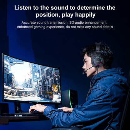 Gaming-kuulokkeet USB Yesido EK05, RGB, 1.2m, Mustat