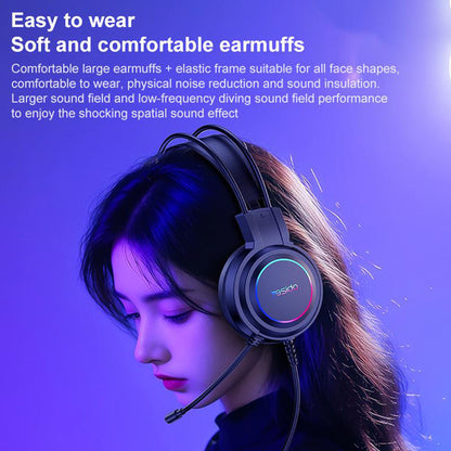 Gaming-kuulokkeet USB Yesido EK05, RGB, 1.2m, Mustat