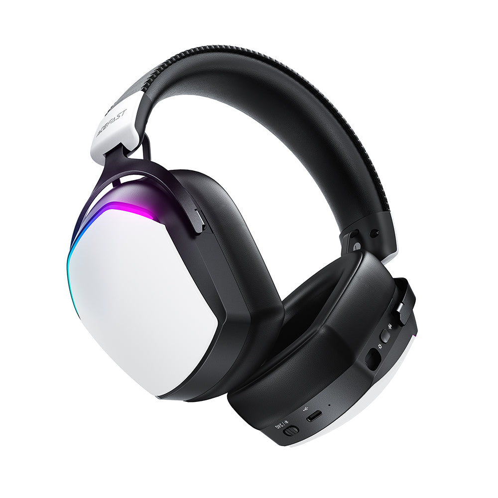 Langattomat pelikuulokkeet Acefast H11, RGB, BT / Wi-Fi / Johdollinen, Valkoiset