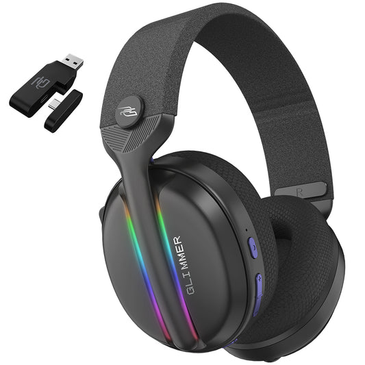 Proove Glimmer langattomat pelikuulokkeet, RGB, BT / Wi-Fi / Wired, musta violetti WHGL00022016
