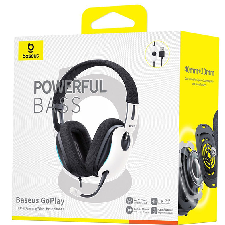 Baseus GoPlay 1+ Max USB-A -kuulokkeet, Valkoiset A00181003213-00