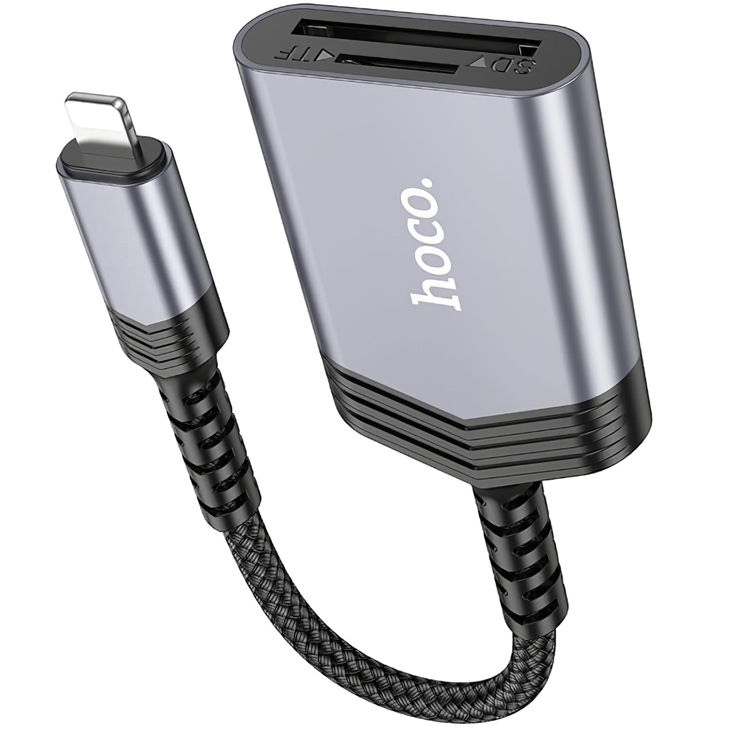 Lightning-kortinlukija HOCO UA25, SD - microSD, Harmaa