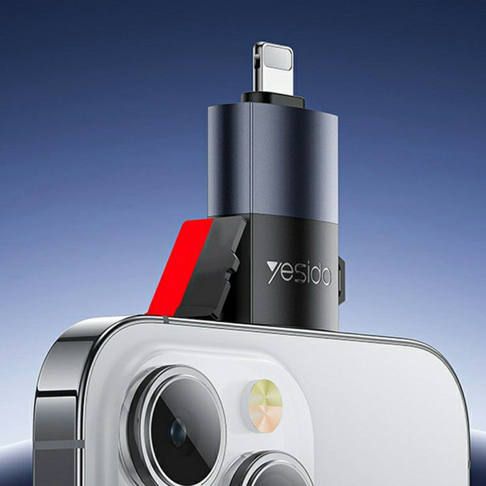 Lightning-kortinlukija Yesido GS38, microSD, Harmaa