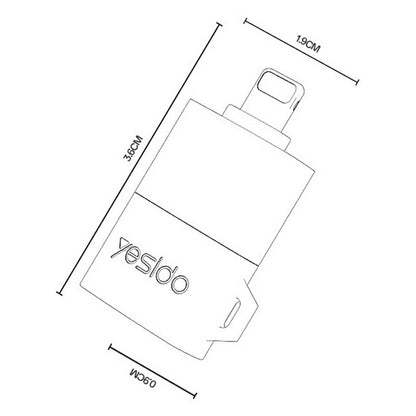 Lightning-kortinlukija Yesido GS38, microSD, Harmaa