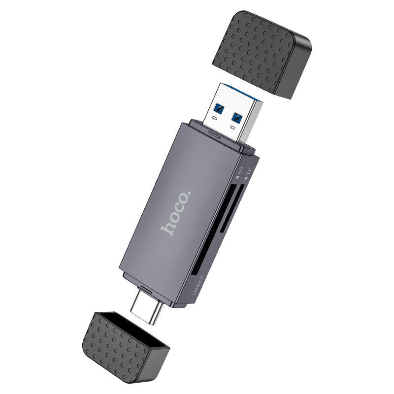 USB 3.0 / USB-C -kortinlukija HOCO HB45, SD - microSD, Harmaa