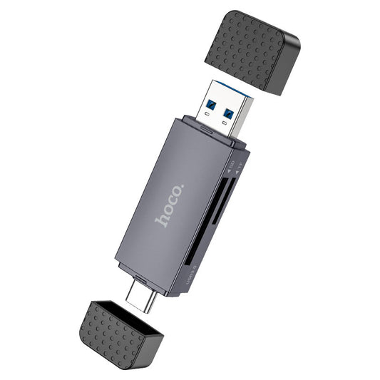 USB 3.0 / USB-C -kortinlukija HOCO HB45, SD - microSD, Harmaa