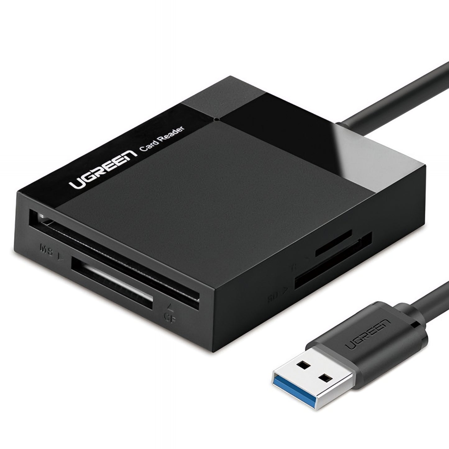 USB 3.0 UGREEN CR125 -kortinlukija, SD - microSD - CF - MS, Musta
