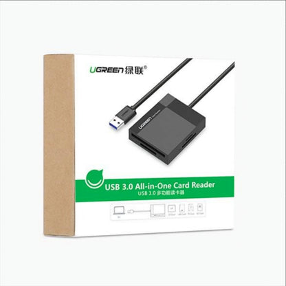 USB 3.0 UGREEN CR125 -kortinlukija, SD - microSD - CF - MS, Musta