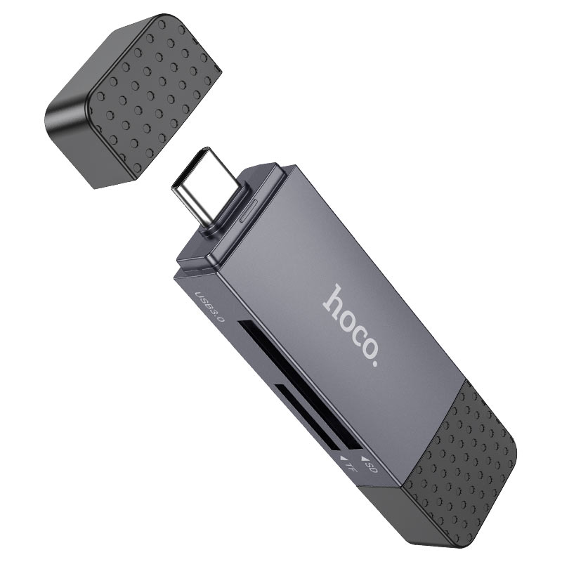 USB 3.0 / USB-C -kortinlukija HOCO HB45, SD - microSD, Harmaa