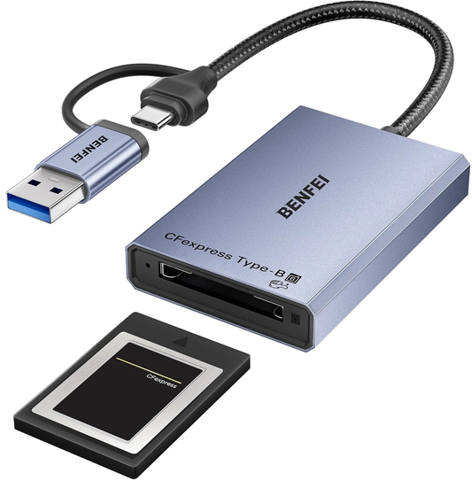 USB 3.2 / USB-C Benfei -kortinlukija, CFexpress B, Harmaa