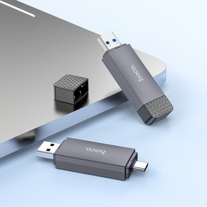 USB 3.0 / USB-C -kortinlukija HOCO HB45, SD - microSD, Harmaa