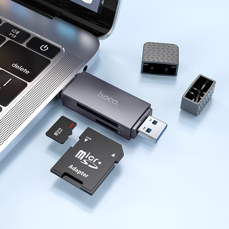 USB 3.0 / USB-C -kortinlukija HOCO HB45, SD - microSD, Harmaa
