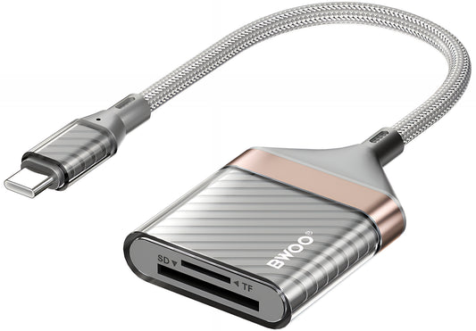 USB-C-kortinlukija BWOO BZ64, SD - microSD, Harmaa
