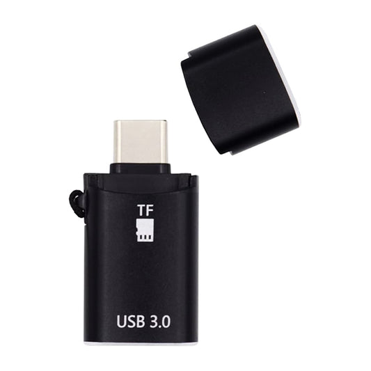 USB-C Techsuit AluVoltX -kortinlukija, USB-A (OTG) - microSD, Musta