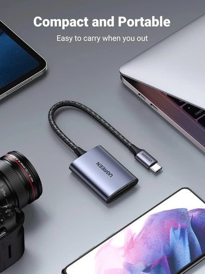 USB-C-kortinlukija UGREEN CM401, SD - microSD, Harmaa