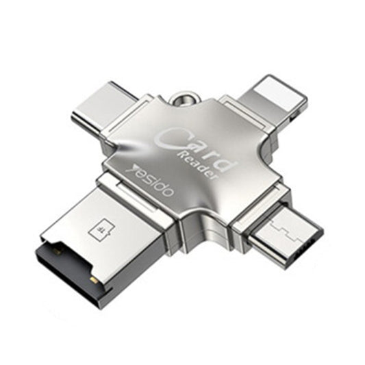 USB / USB-C / Lightning / microUSB -kortinlukija Yesido GS13, microSD, Hopea