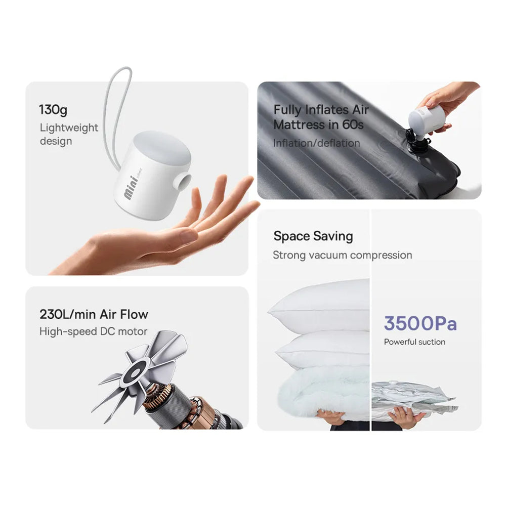 Baseus PocketGo -pumppu ilmatäytteisille patjoille, Valkoinen C11157700221-00