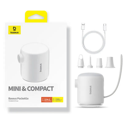 Baseus PocketGo -pumppu ilmatäytteisille patjoille, Valkoinen C11157700221-00