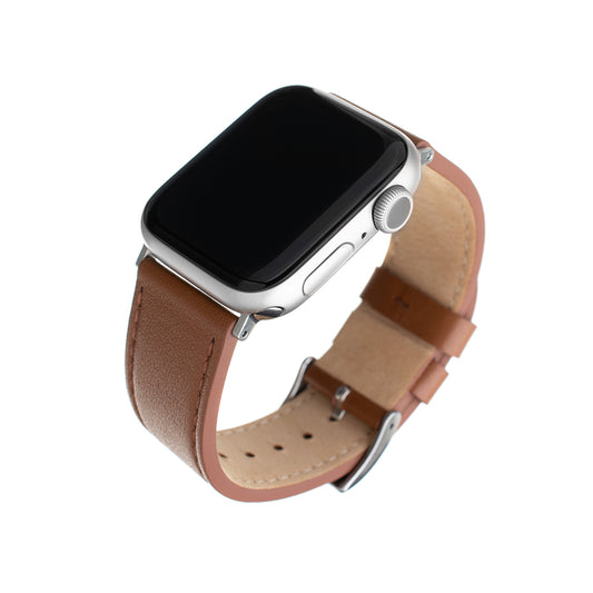 Fixed Leather -ranneke Apple Watch 49mm / 46mm / 45mm / 44mm / 42mm -sarjoille, Ruskea