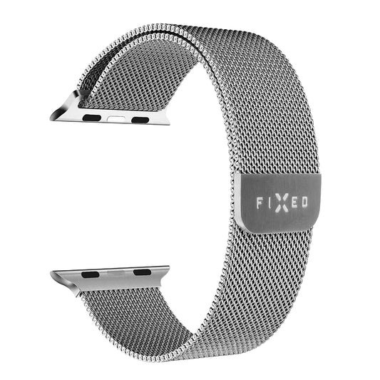 Fixed Mesh -ranneke Apple Watch 49mm / 46mm / 45mm / 44mm / 42mm -sarjoille, Hopeanvärinen