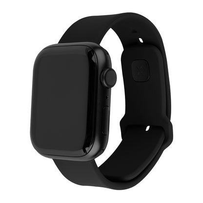 Fixed Silicone Sporty -ranneke Apple Watch 42mm / 41mm / 40mm / 38mm -sarjalle, Musta