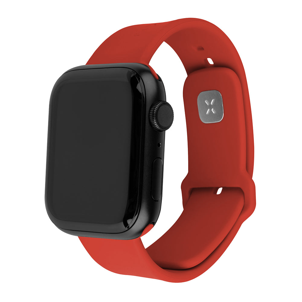 Fixed Silicone Sporty -ranneke Apple Watch 49mm / 46mm / 45mm / 44mm / 42mm -sarjalle, Punainen