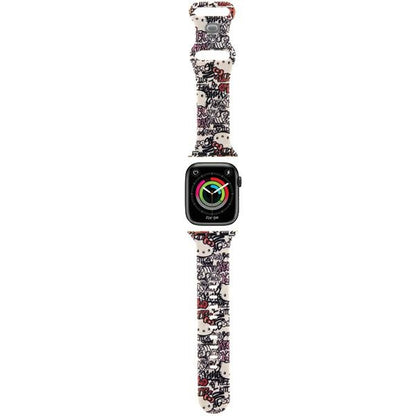 Hello Kitty Silicone Tags Graffiti -ranneke Apple Watch 42mm / 41mm / 40mm / 38mm -sarjalle, Beige